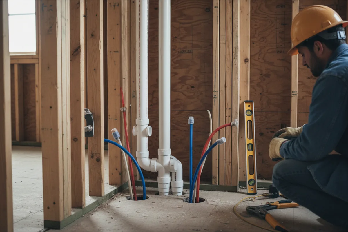 Drain and supply rough-in during Sump Pump Repair in Gales Creek