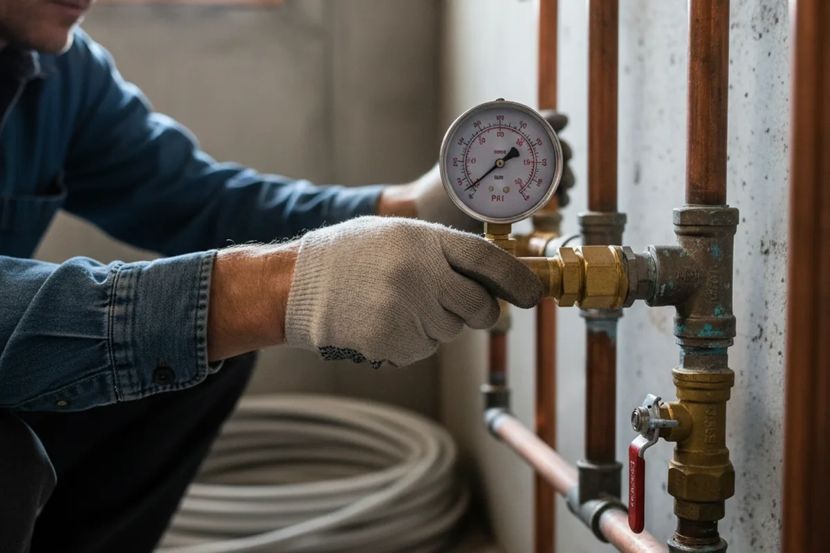 Pressure testing a repaired line during Water Line Repair in Gales Creek